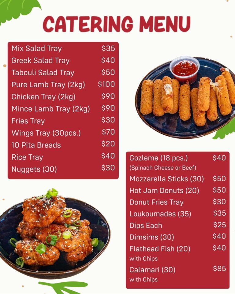 illest kebabs Melbourne- Catering Menu